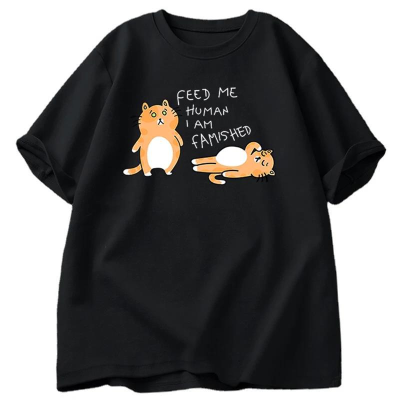 Men Women Fuuny Cat Lovely Print T Shirt Summer Cot