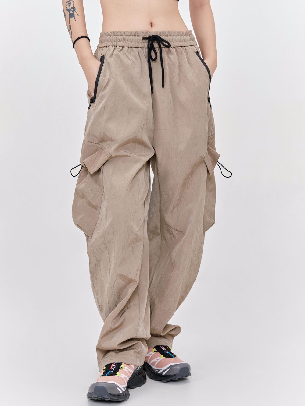 Retro High Street Pleated Textured Trousers Men Autumn Outdoor Loose Casual Pants Women