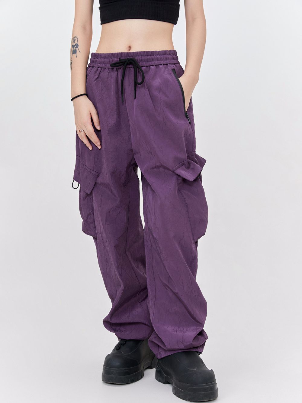 Retro High Street Pleated Textured Trousers Men Autumn Outdoor Loose Casual Pants Women