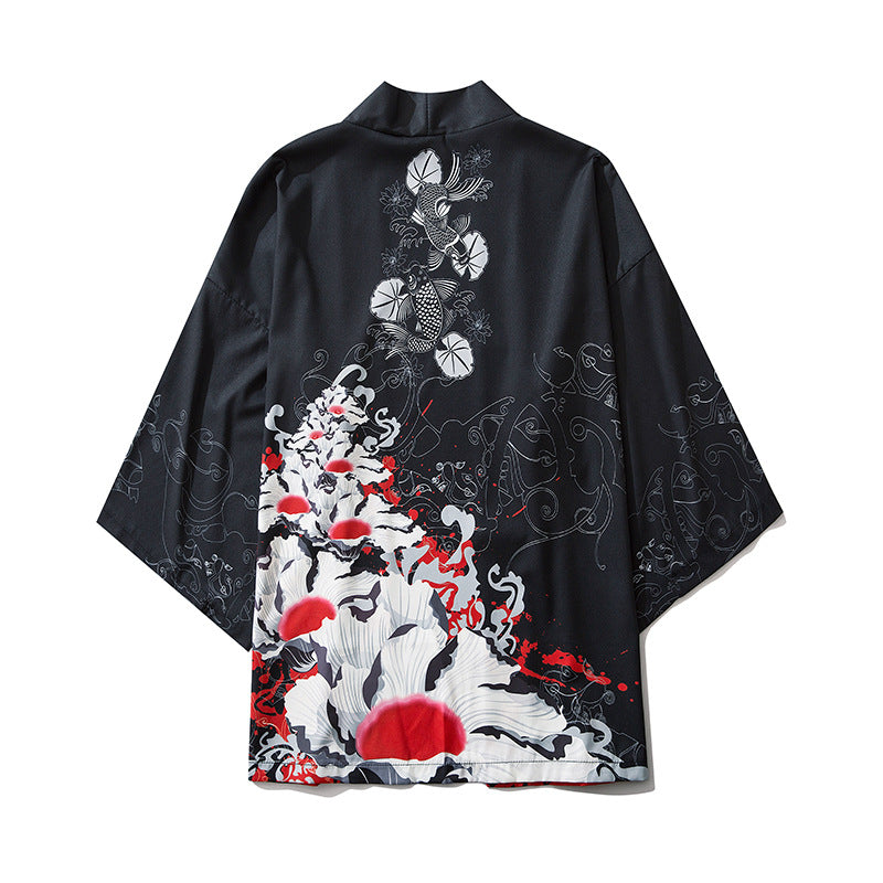 Japanese Kimono Cardigan Cat Samurai Streetwear Men Women Japan Harajuku Anime Clothes