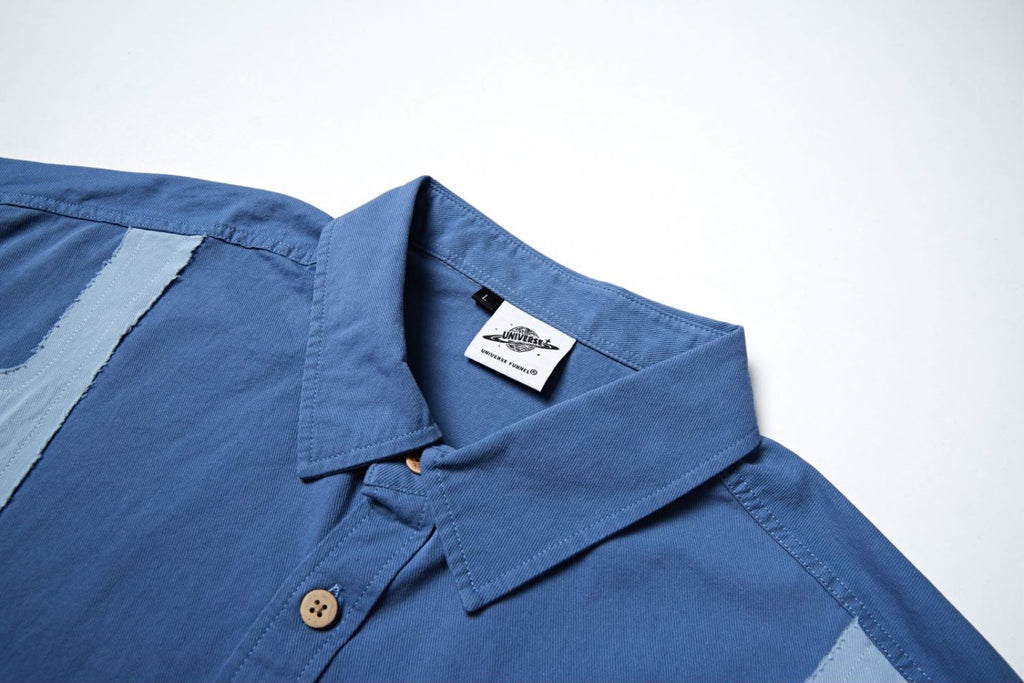 Men & Women Trendy Irregular Cut Contrast Stitching Short Sleeves Shirt