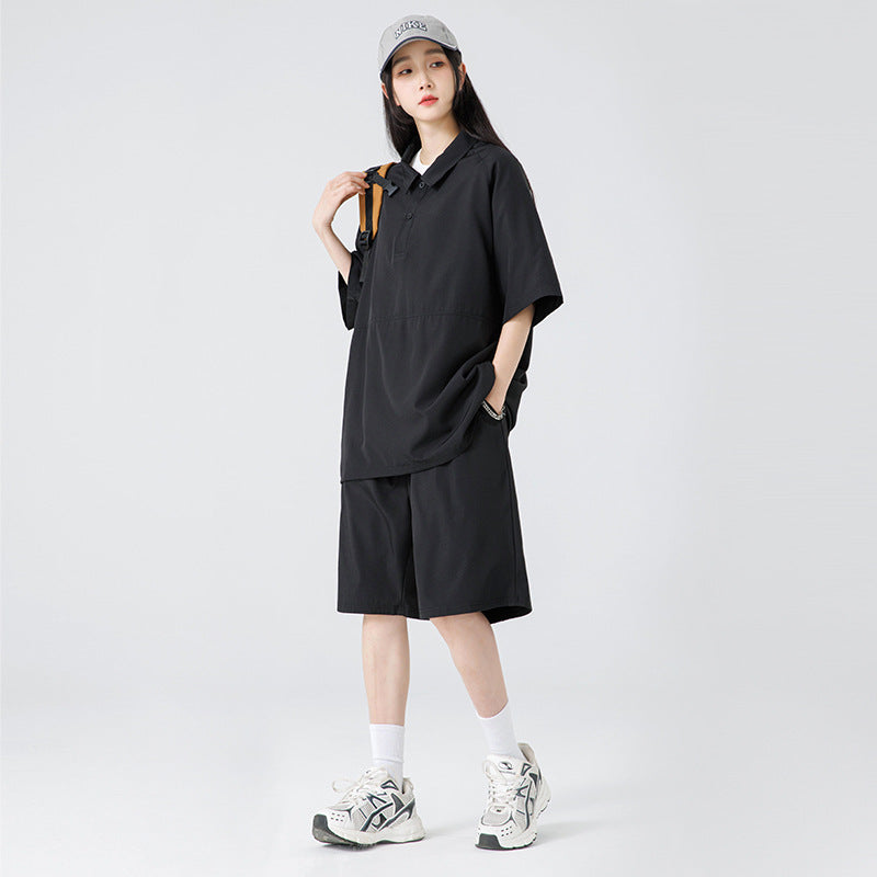 Ultra-thin Draping Ice Silk Polo Collar Men & Women Trendy Couple Suit