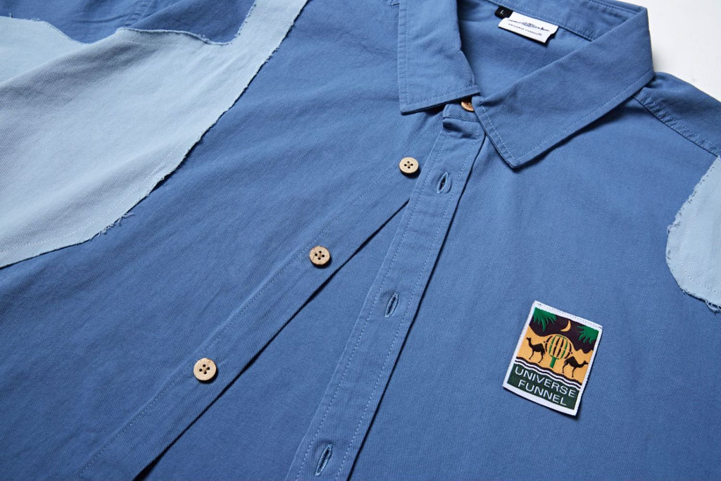 Men & Women Trendy Irregular Cut Contrast Stitching Short Sleeves Shirt