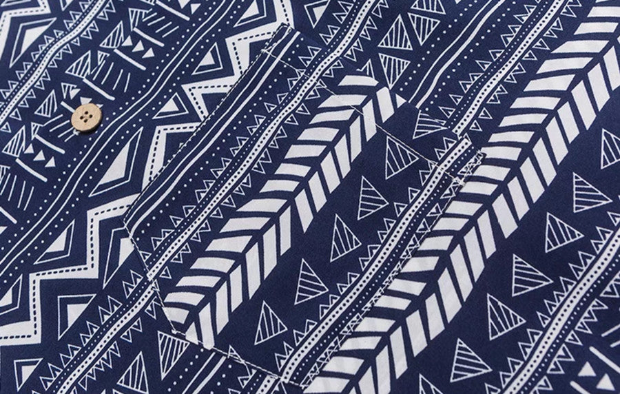 Men & Women Trendy Vintage Stripe Printing Lapel Short Sleeve