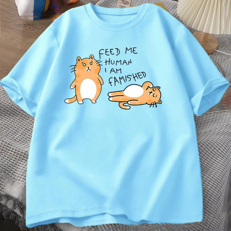 Men Women Fuuny Cat Lovely Print T Shirt Summer Cot