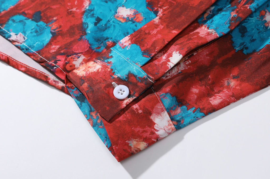 Tie-dye Oil Painting Shirt Women Trend Hong Kong Style Bf Loose Men