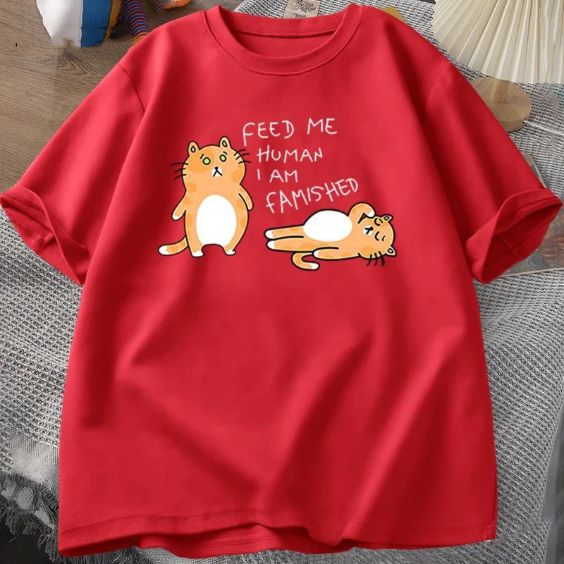 Men Women Fuuny Cat Lovely Print T Shirt Summer Cot