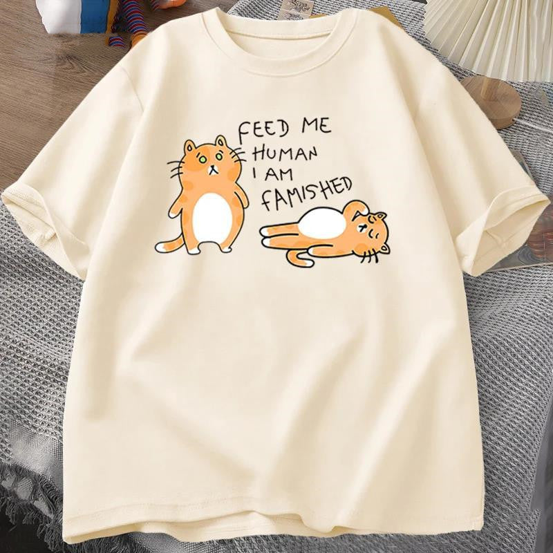 Men Women Fuuny Cat Lovely Print T Shirt Summer Cot
