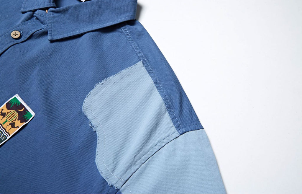 Men & Women Trendy Irregular Cut Contrast Stitching Short Sleeves Shirt