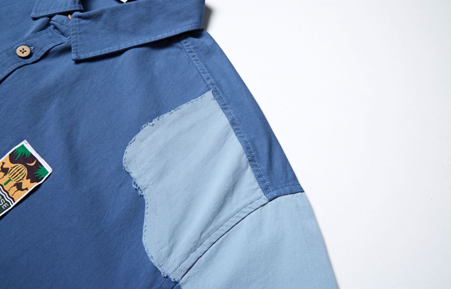 Men & Women Trendy Irregular Cut Contrast Stitching Short Sleeves Shirt